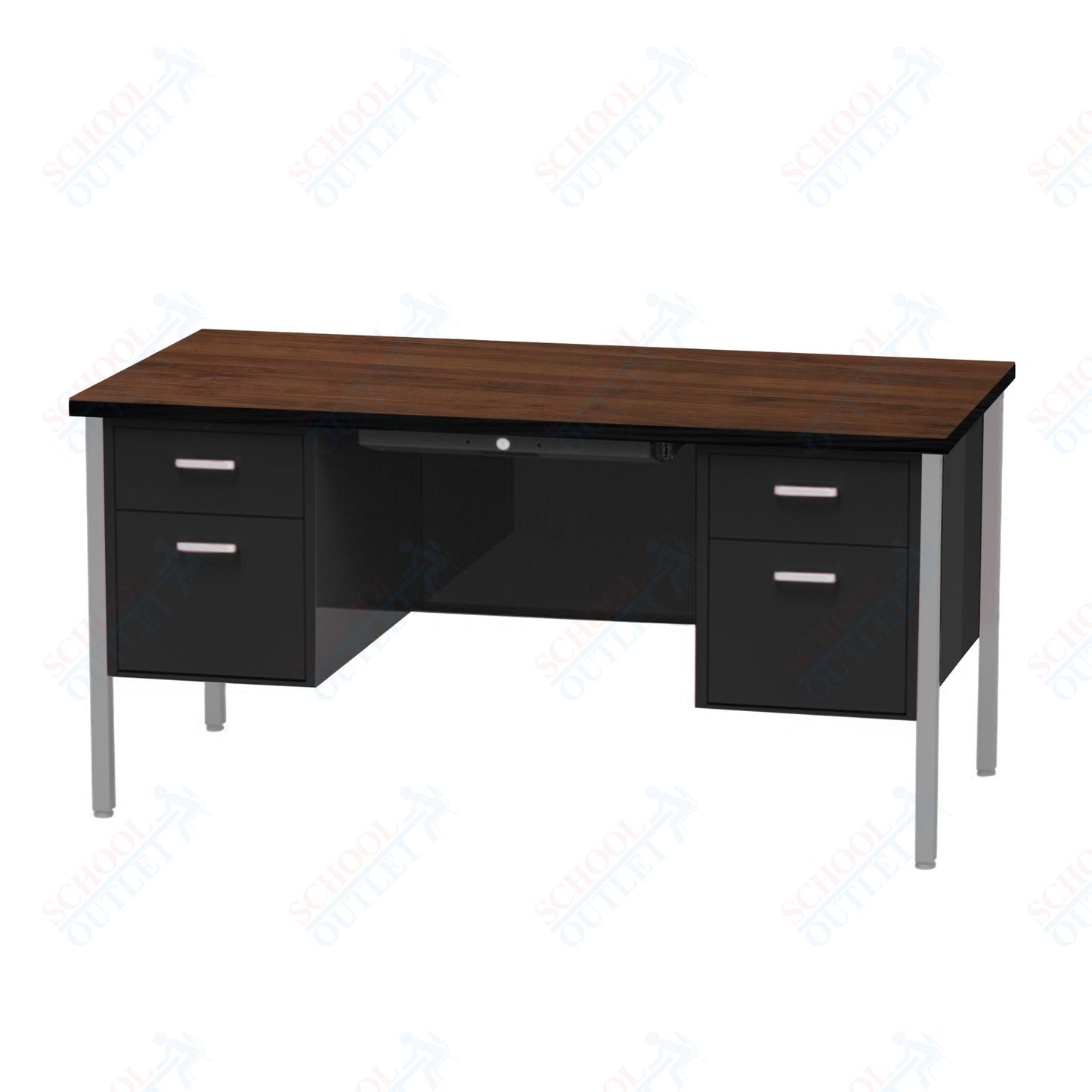 Virco 646 Double Pedestal Teacher Desk - 640 Series with a 30"D x 60"L High-pressure Laminate Surface