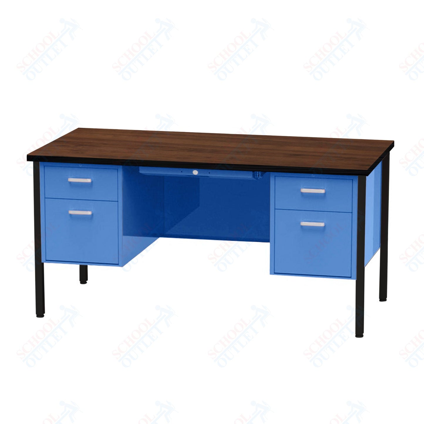 Virco 646 Double Pedestal Teacher Desk - 640 Series with a 30"D x 60"L High-pressure Laminate Surface