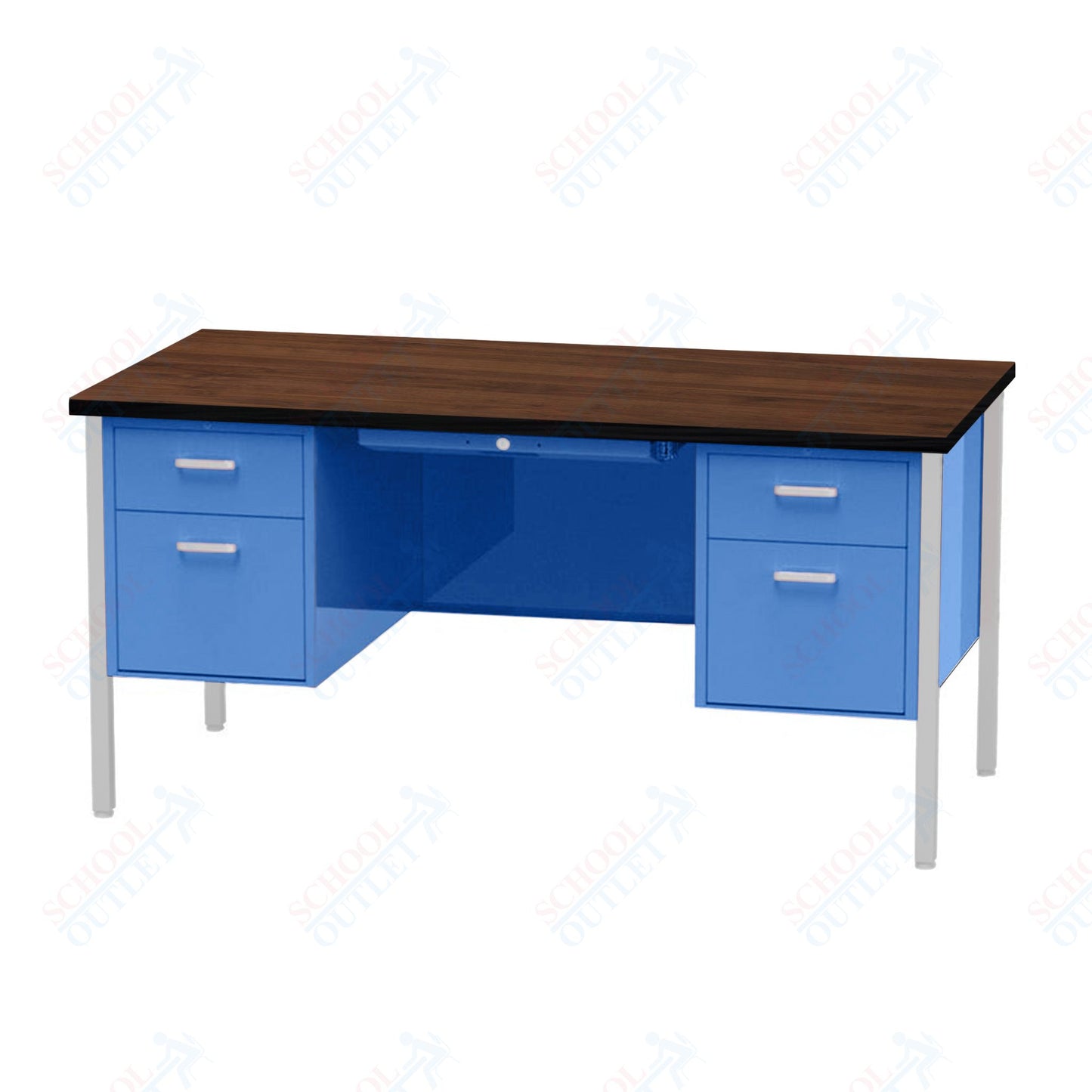 Virco 646 Double Pedestal Teacher Desk - 640 Series with a 30"D x 60"L High-pressure Laminate Surface