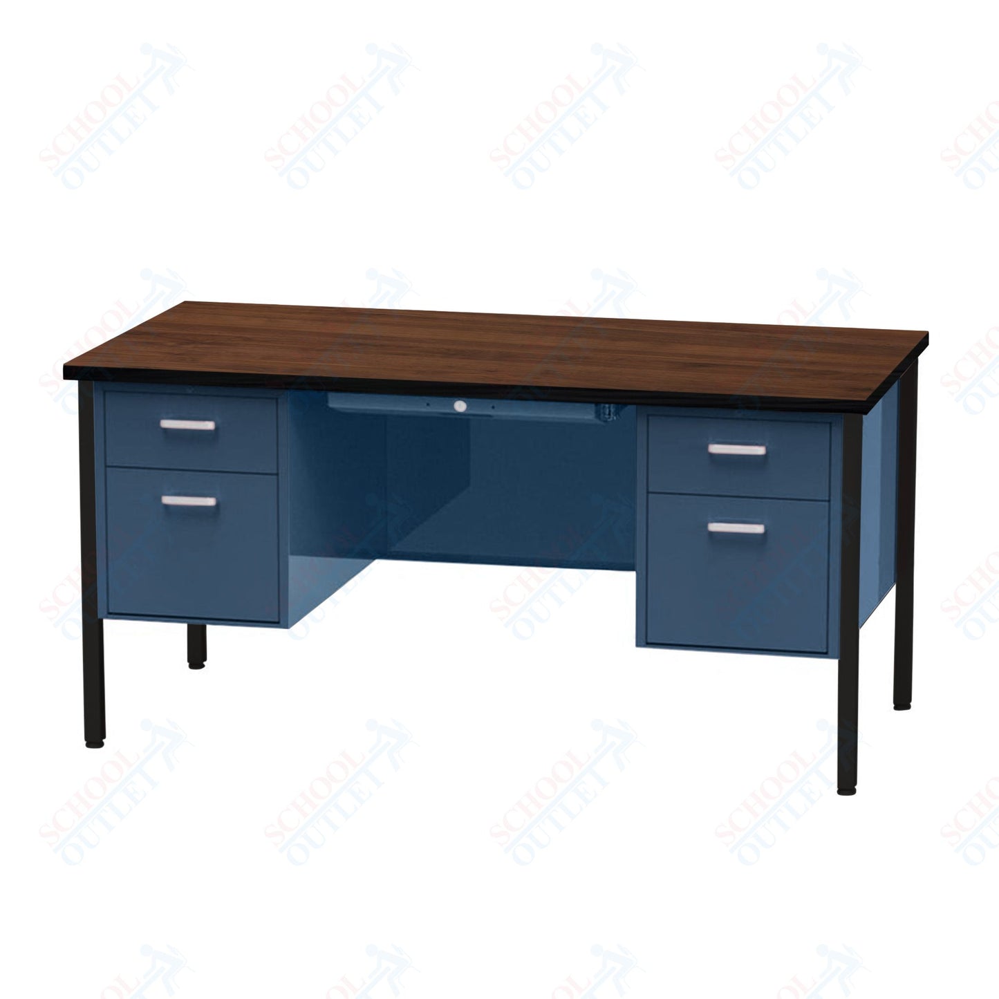 Virco 646 Double Pedestal Teacher Desk - 640 Series with a 30"D x 60"L High-pressure Laminate Surface