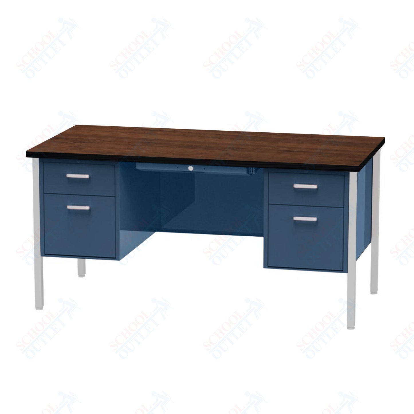 Virco 646 Double Pedestal Teacher Desk - 640 Series with a 30"D x 60"L High-pressure Laminate Surface