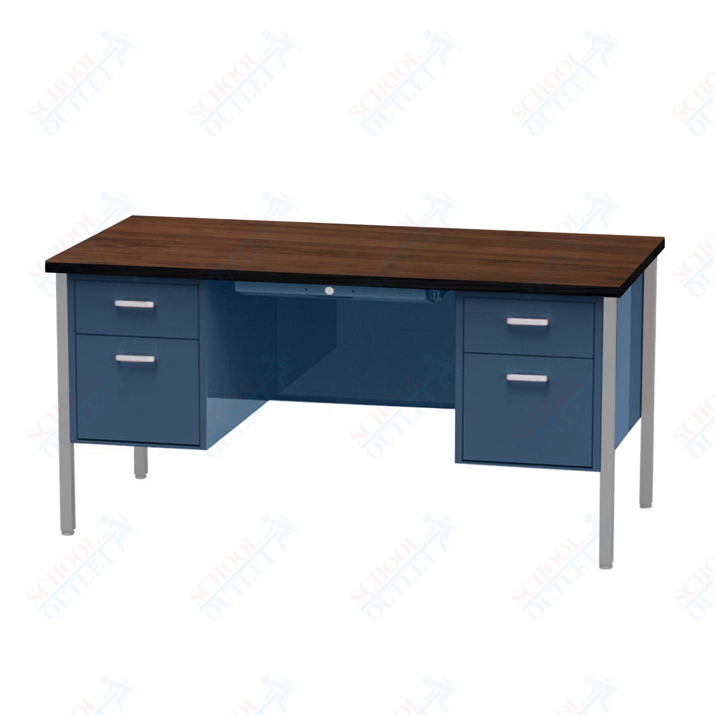 Virco 646 Double Pedestal Teacher Desk - 640 Series with a 30"D x 60"L High-pressure Laminate Surface