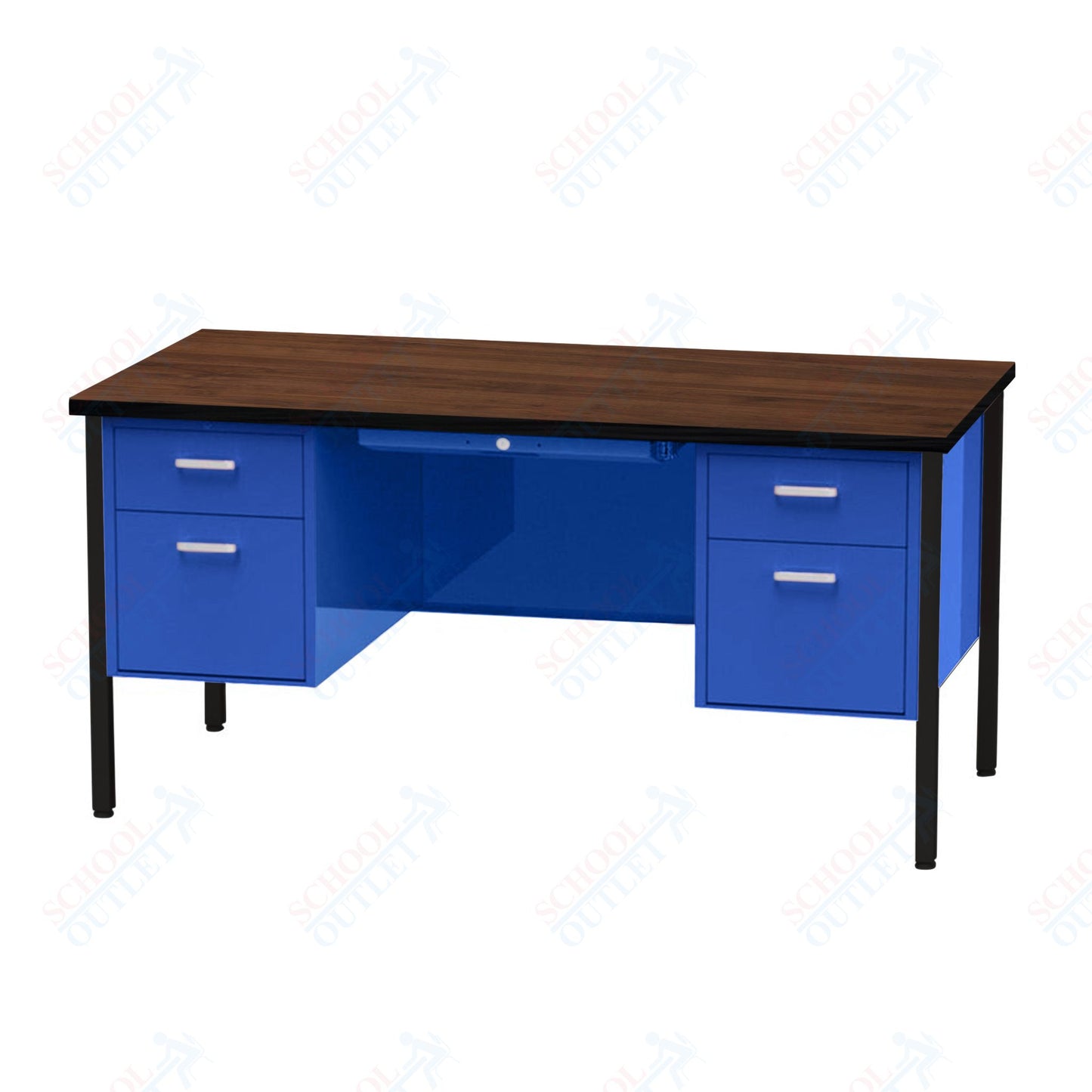 Virco 646 Double Pedestal Teacher Desk - 640 Series with a 30"D x 60"L High-pressure Laminate Surface