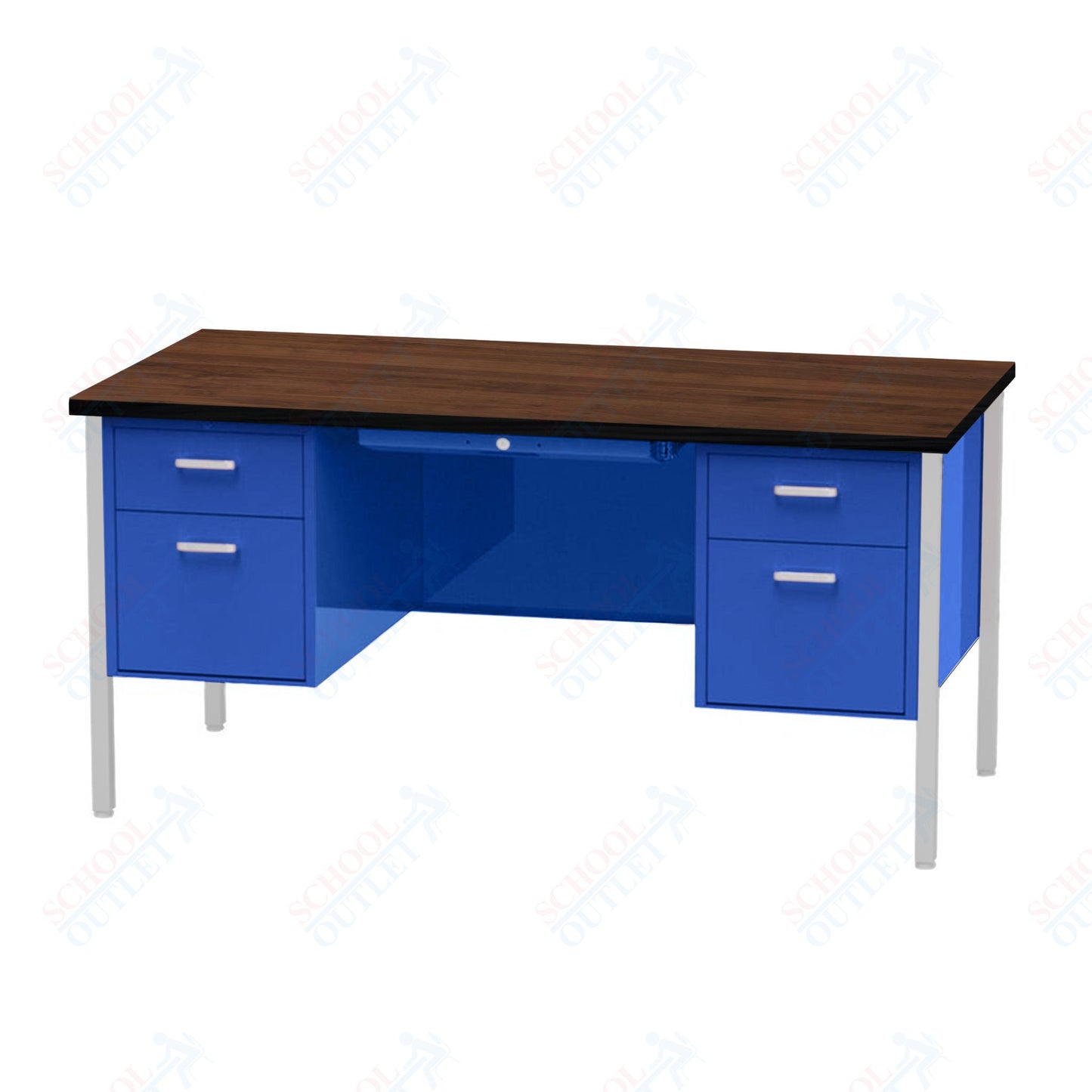 Virco 646 Double Pedestal Teacher Desk - 640 Series with a 30"D x 60"L High-pressure Laminate Surface