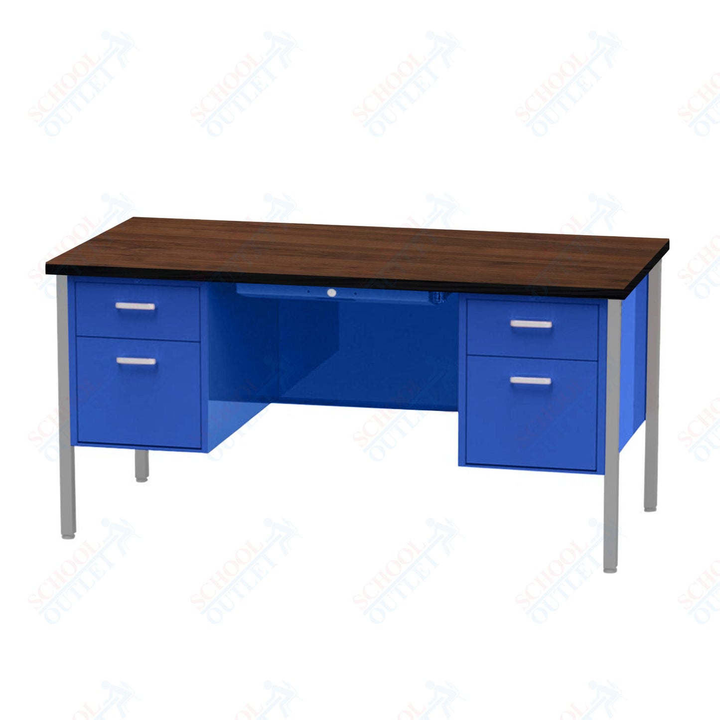 Virco 646 Double Pedestal Teacher Desk - 640 Series with a 30"D x 60"L High-pressure Laminate Surface