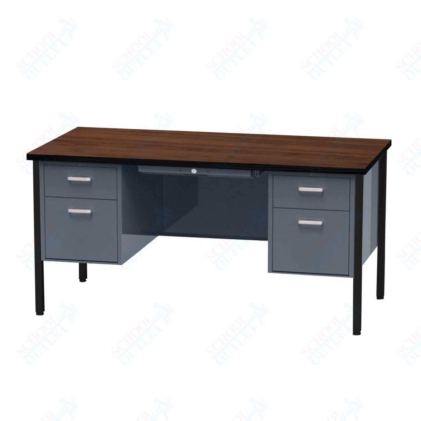 Virco 646 Double Pedestal Teacher Desk - 640 Series with a 30"D x 60"L High-pressure Laminate Surface