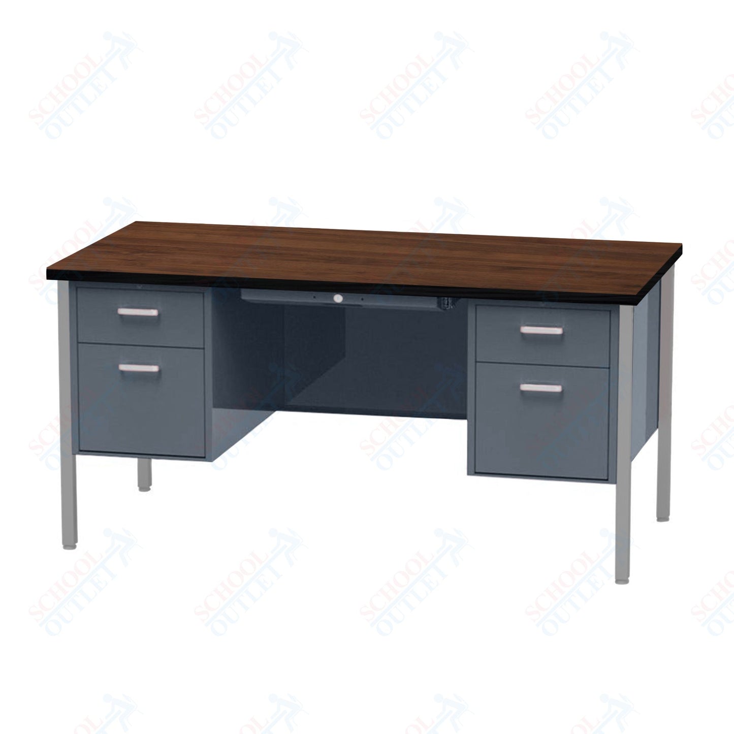 Virco 646 Double Pedestal Teacher Desk - 640 Series with a 30"D x 60"L High-pressure Laminate Surface