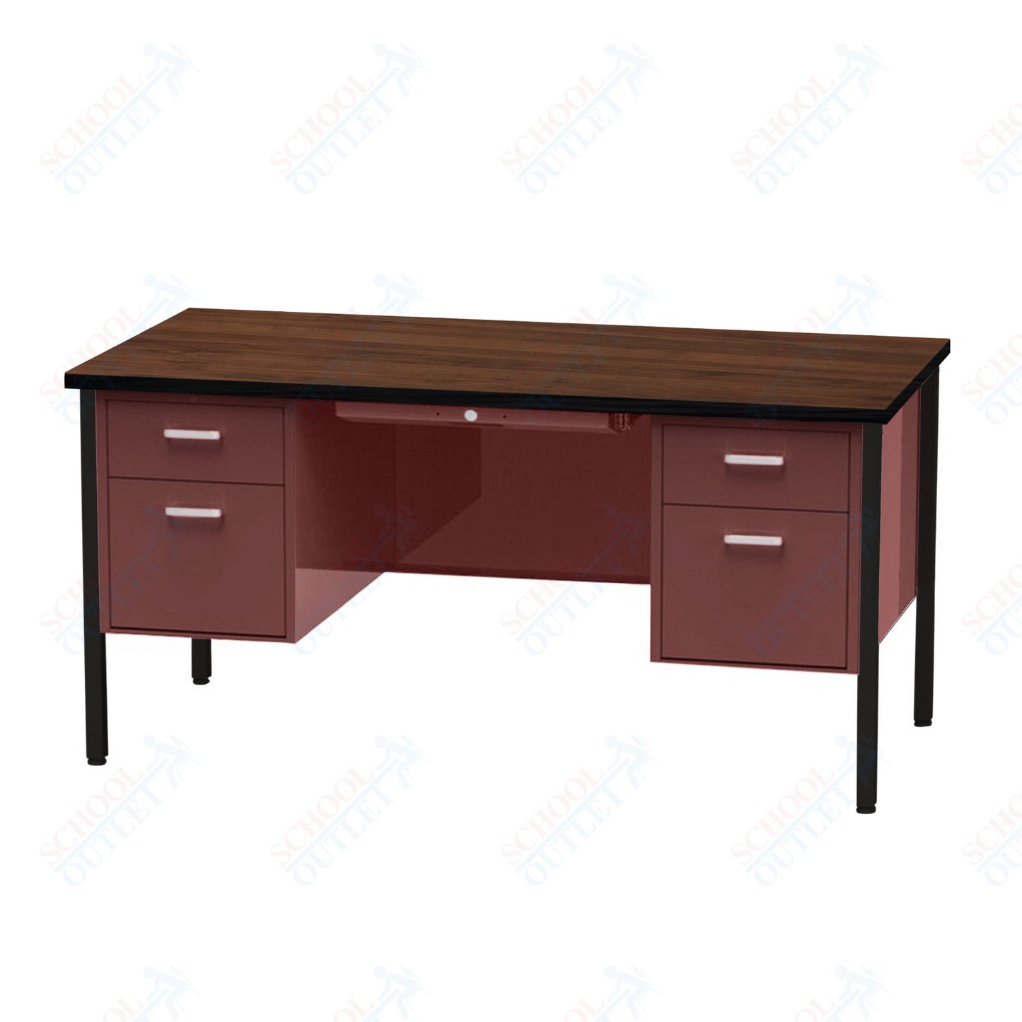 Virco 646 Double Pedestal Teacher Desk - 640 Series with a 30"D x 60"L High-pressure Laminate Surface