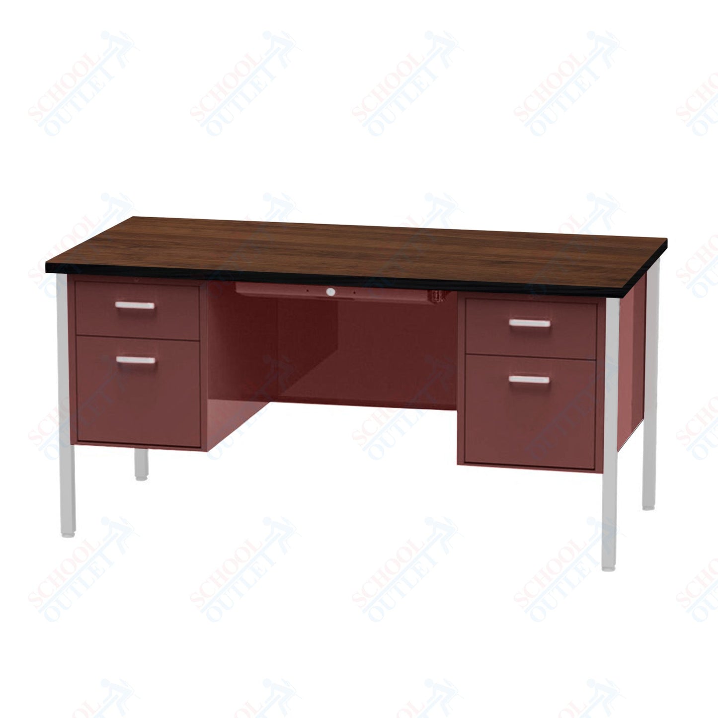 Virco 646 Double Pedestal Teacher Desk - 640 Series with a 30"D x 60"L High-pressure Laminate Surface