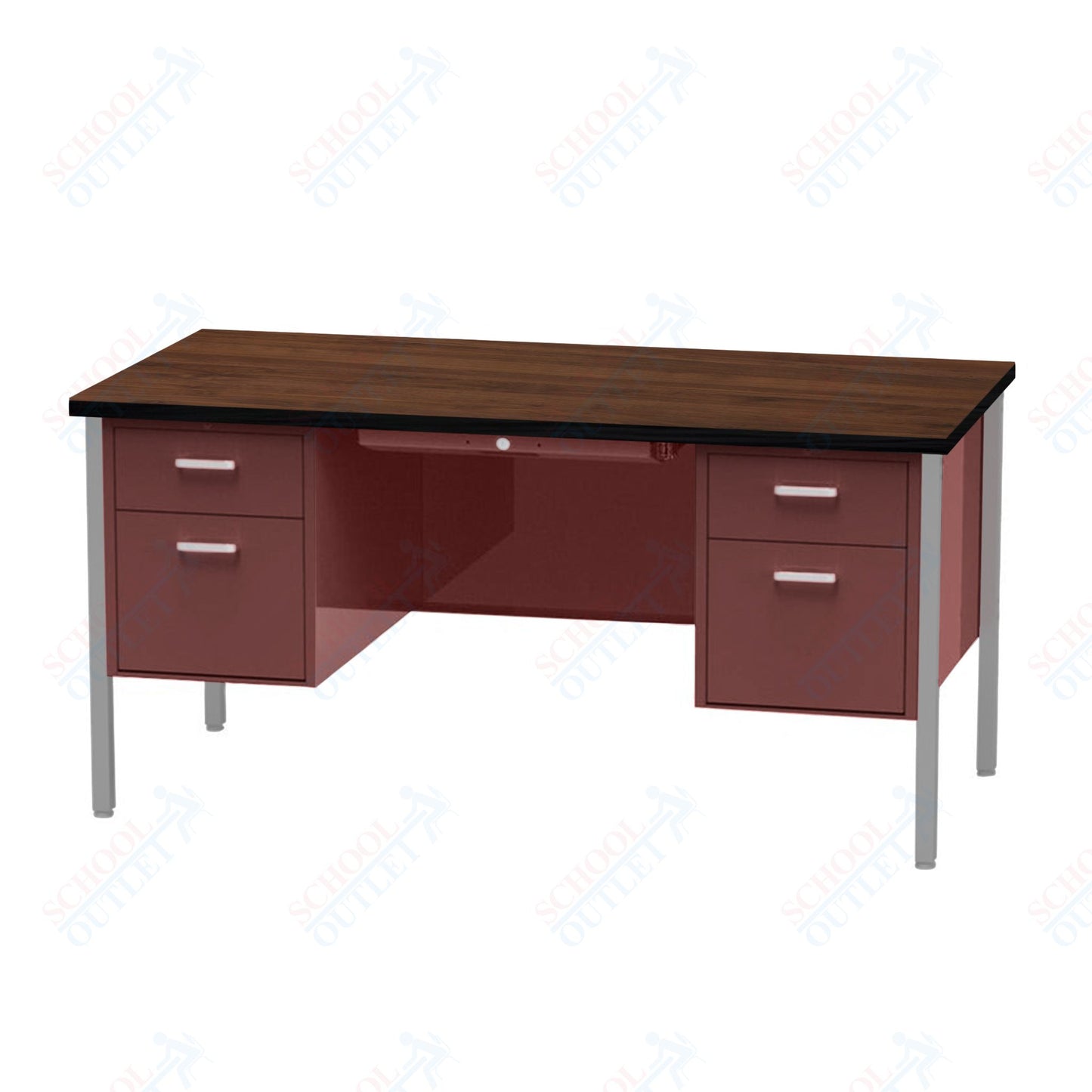 Virco 646 Double Pedestal Teacher Desk - 640 Series with a 30"D x 60"L High-pressure Laminate Surface