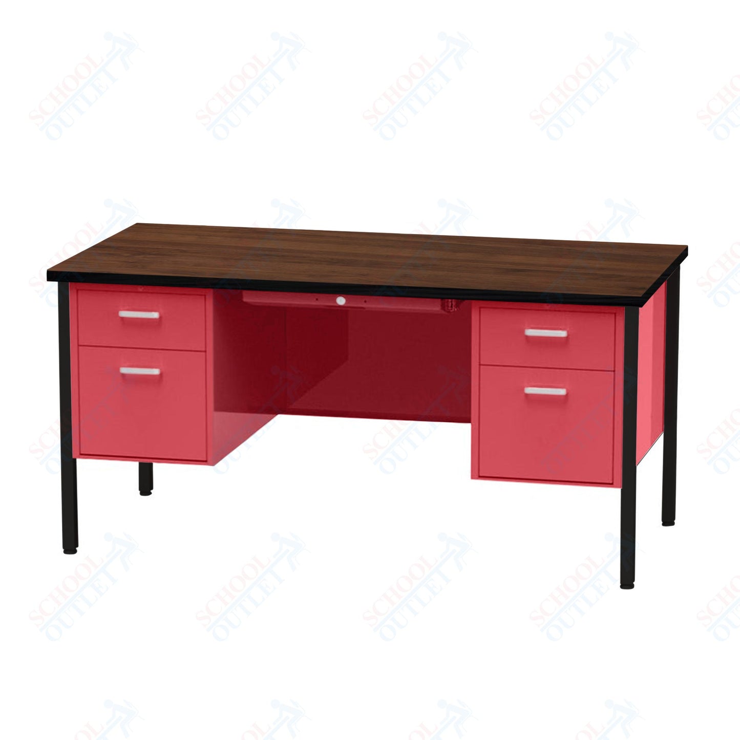 Virco 646 Double Pedestal Teacher Desk - 640 Series with a 30"D x 60"L High-pressure Laminate Surface