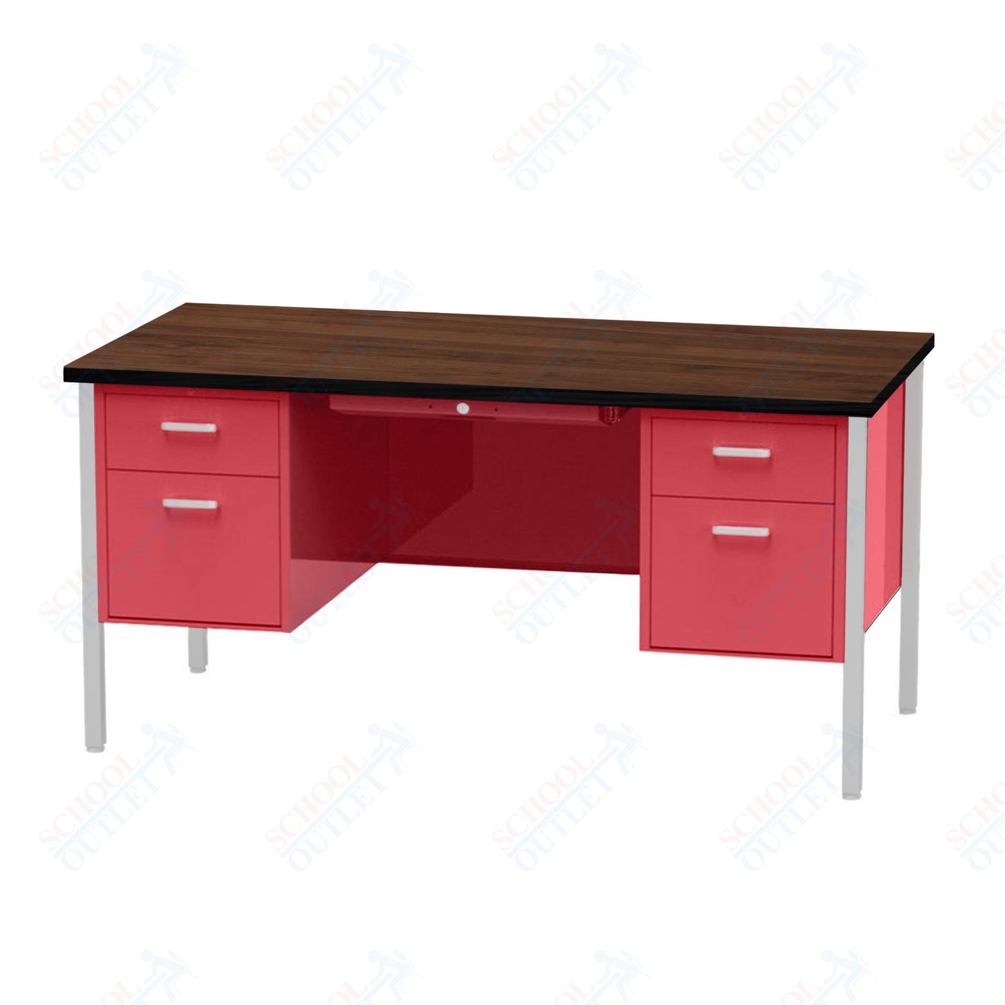 Virco 646 Double Pedestal Teacher Desk - 640 Series with a 30"D x 60"L High-pressure Laminate Surface