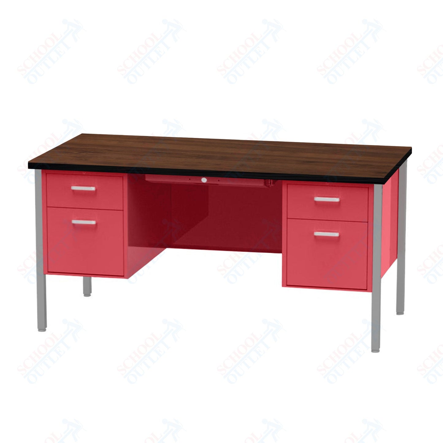 Virco 646 Double Pedestal Teacher Desk - 640 Series with a 30"D x 60"L High-pressure Laminate Surface