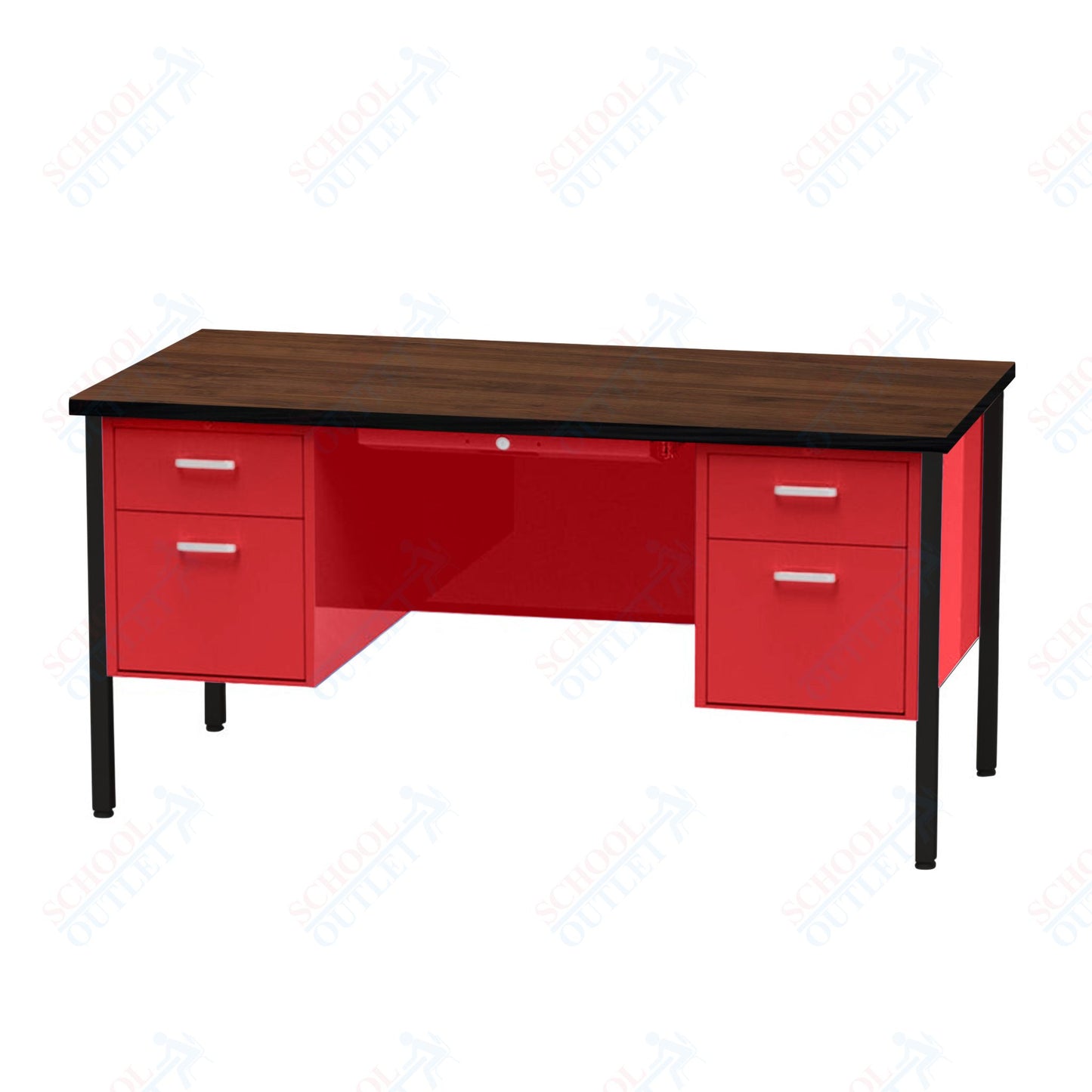 Virco 646 Double Pedestal Teacher Desk - 640 Series with a 30"D x 60"L High-pressure Laminate Surface