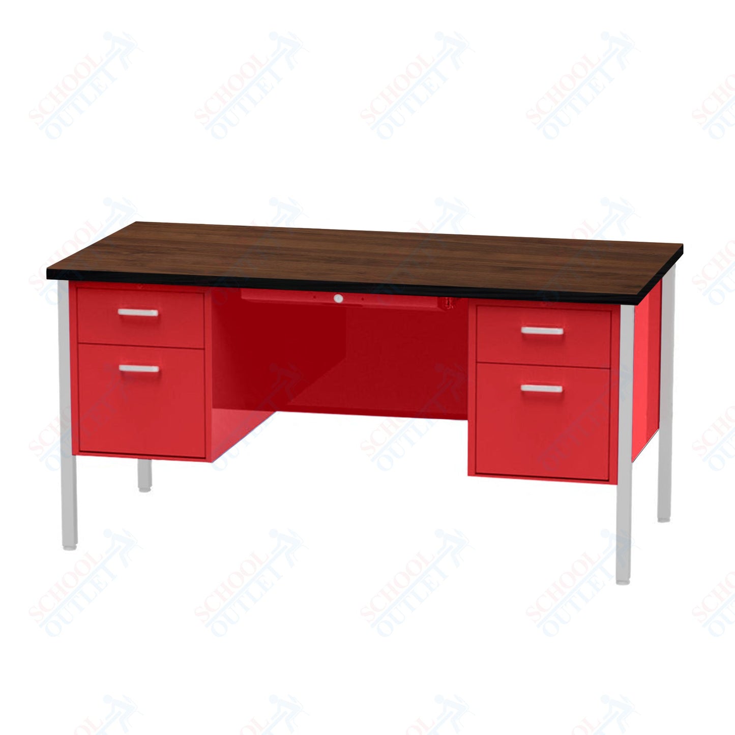Virco 646 Double Pedestal Teacher Desk - 640 Series with a 30"D x 60"L High-pressure Laminate Surface