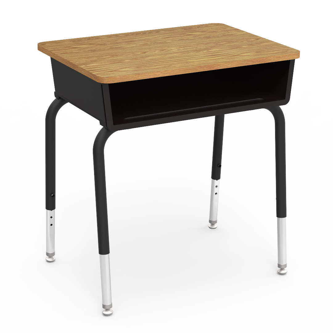 Virco 785 School Desk 18" x 24" Laminate Top with Plastic Open Front Book Box and Adjustable Height Legs for Students Elementary to University