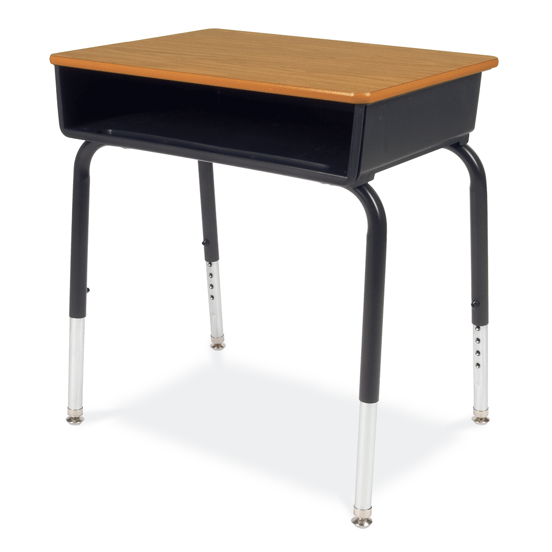 Virco 785 School Desk 18" x 24" Laminate Top with Plastic Open Front Book Box and Adjustable Height Legs for Students Elementary to University