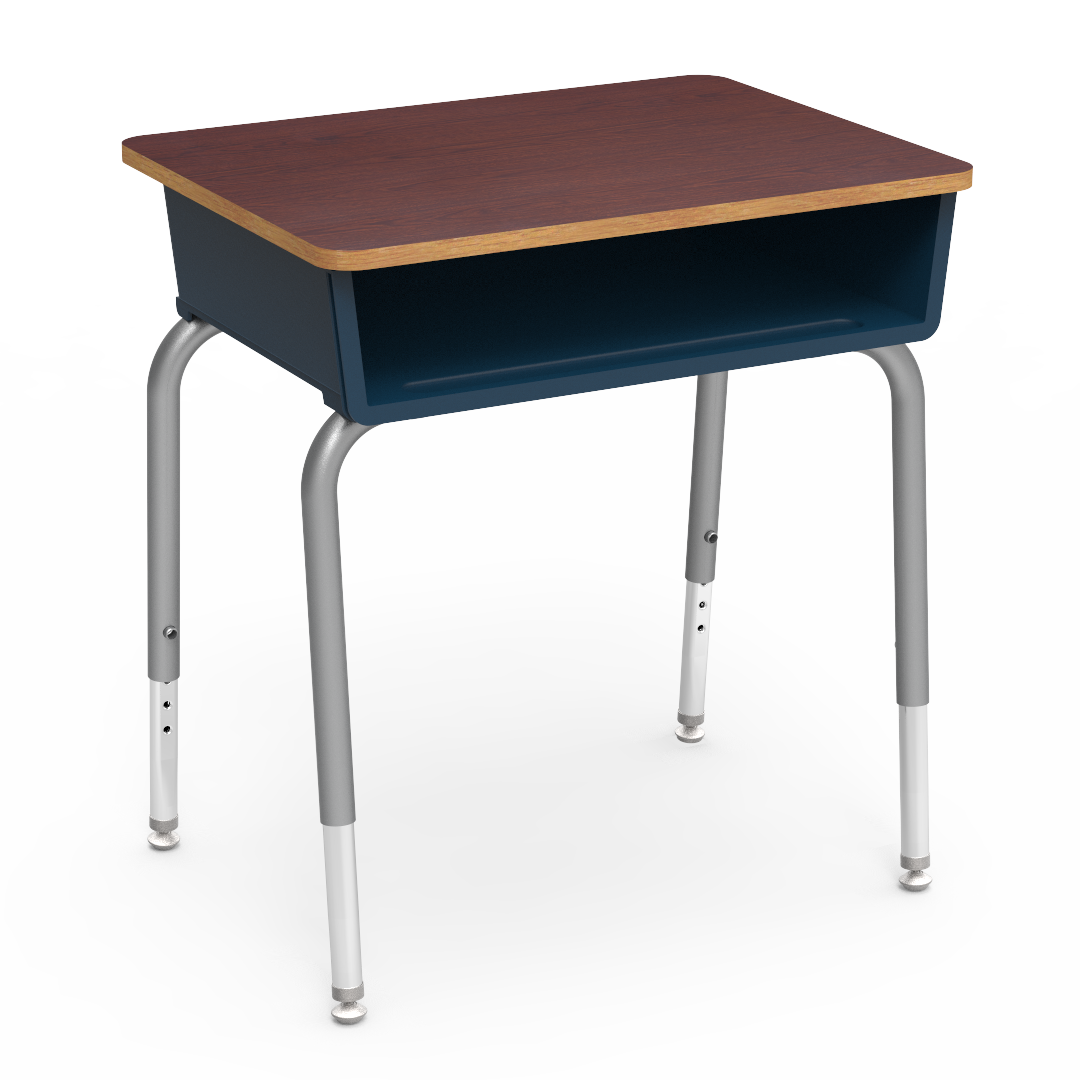 Virco 785 School Desk 18" x 24" Laminate Top with Plastic Open Front Book Box and Adjustable Height Legs for Students Elementary to University