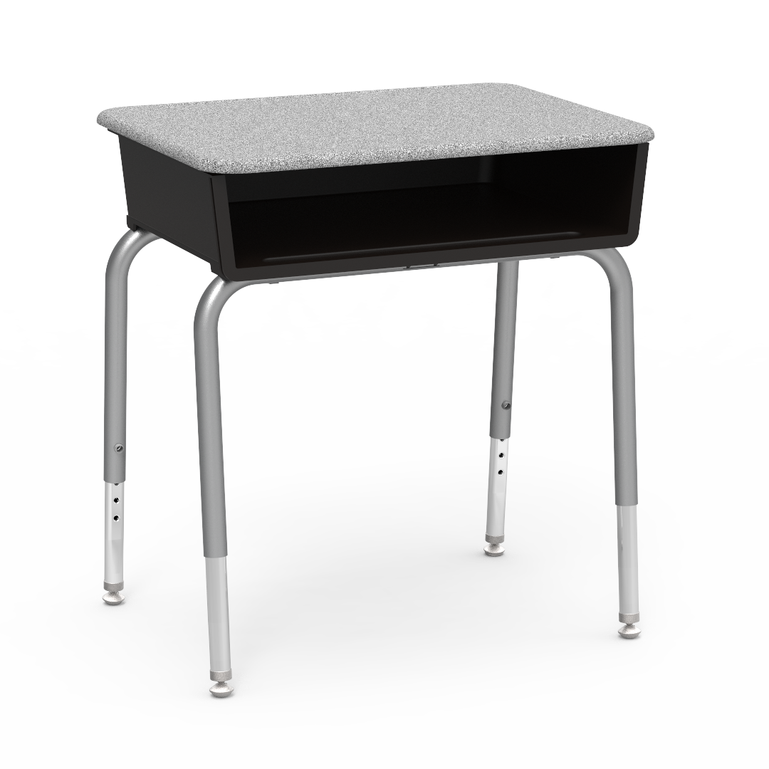 Virco 785M - Student Desk 18" x 24" Hard Plastic Top with Open Front Plastic Book Box and Adjustable Height Legs, for Classrooms and Schools