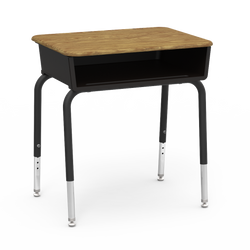 Virco 785M - Student Desk 18" x 24" Hard Plastic Top with Open Front Plastic Book Box and Adjustable Height Legs, for Classrooms and Schools