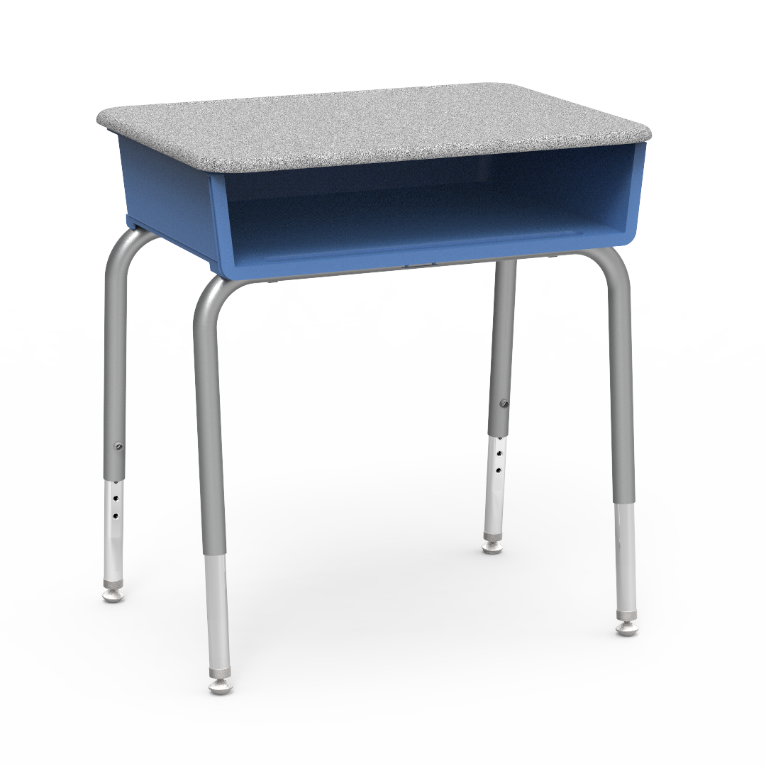 Virco 785M - Student Desk 18" x 24" Hard Plastic Top with Open Front Plastic Book Box and Adjustable Height Legs, for Classrooms and Schools