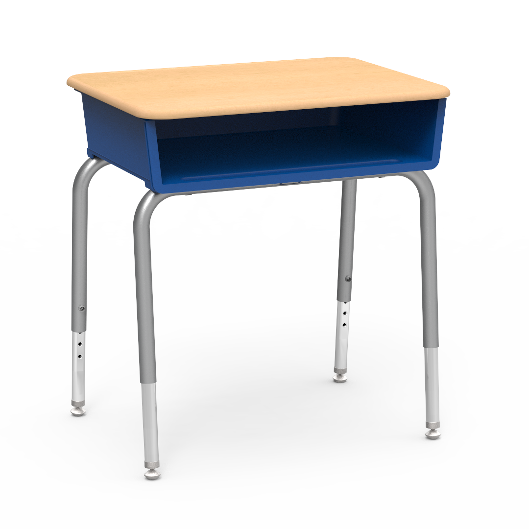 Virco 785M - Student Desk 18" x 24" Hard Plastic Top with Open Front Plastic Book Box and Adjustable Height Legs, for Classrooms and Schools