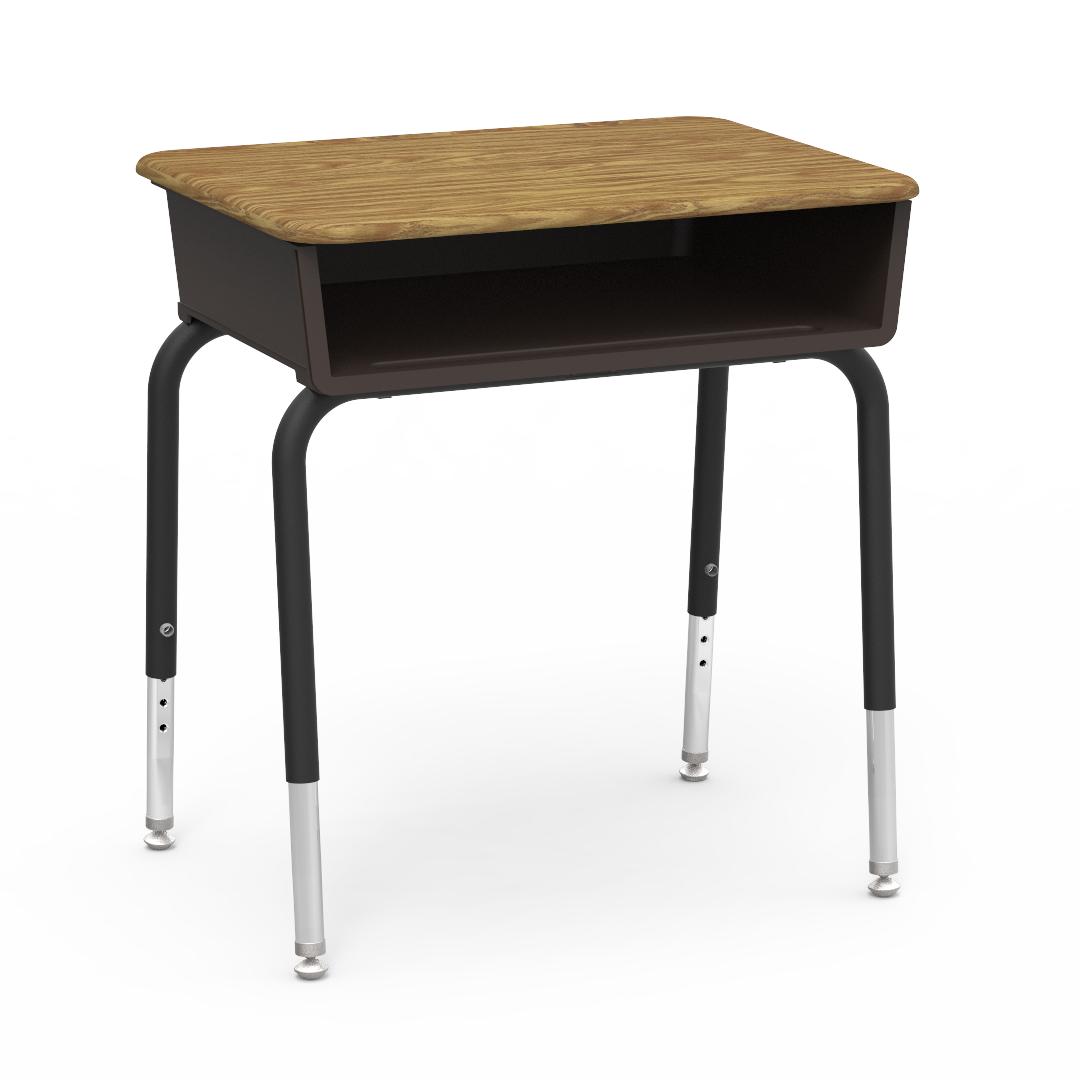 Virco 785M - Student Desk 18" x 24" Hard Plastic Top with Open Front Plastic Book Box and Adjustable Height Legs, for Classrooms and Schools