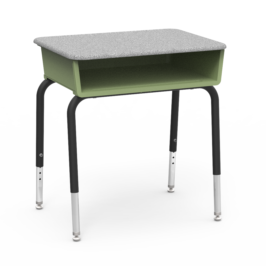 Virco 785M - Student Desk 18" x 24" Hard Plastic Top with Open Front Plastic Book Box and Adjustable Height Legs, for Classrooms and Schools