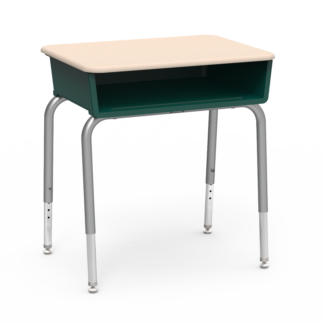 Virco 785M - Student Desk 18" x 24" Hard Plastic Top with Open Front Plastic Book Box and Adjustable Height Legs, for Classrooms and Schools