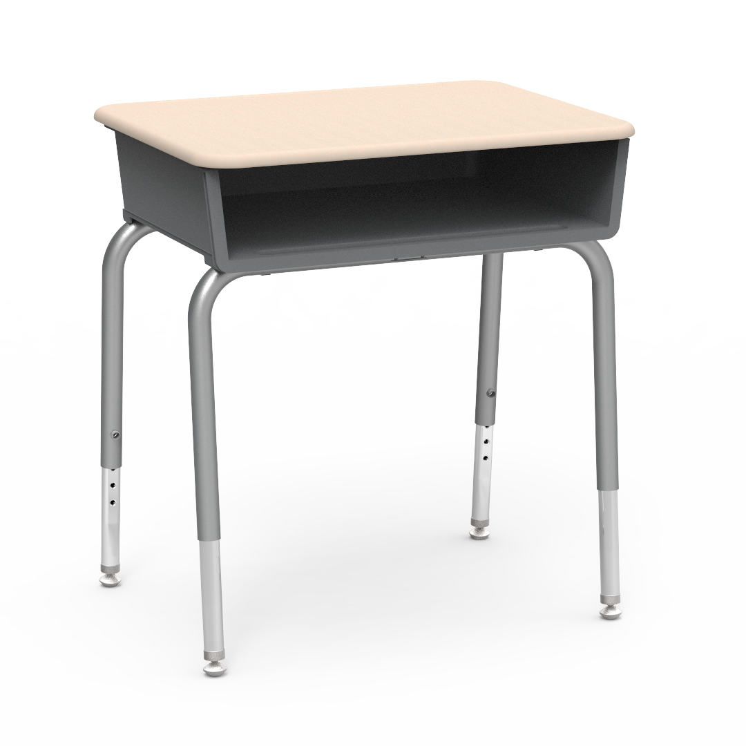 Virco 785M - Student Desk 18" x 24" Hard Plastic Top with Open Front Plastic Book Box and Adjustable Height Legs, for Classrooms and Schools