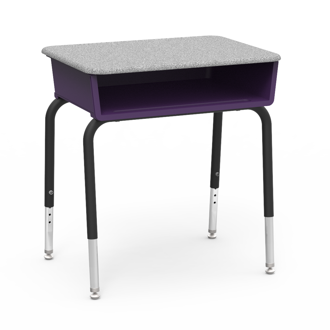 Virco 785M - Student Desk 18" x 24" Hard Plastic Top with Open Front Plastic Book Box and Adjustable Height Legs, for Classrooms and Schools