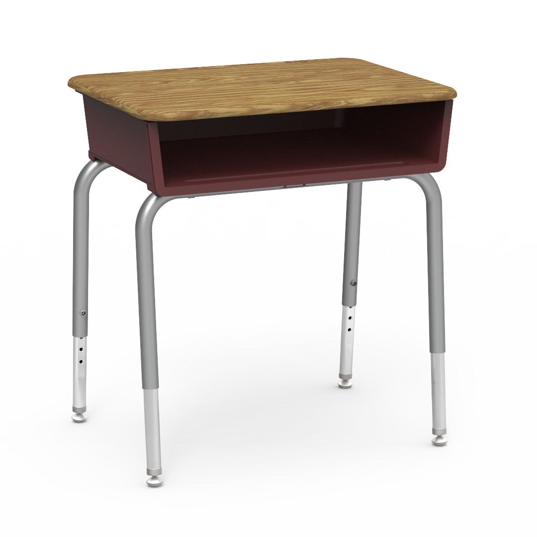 Virco 785M - Student Desk 18" x 24" Hard Plastic Top with Open Front Plastic Book Box and Adjustable Height Legs, for Classrooms and Schools