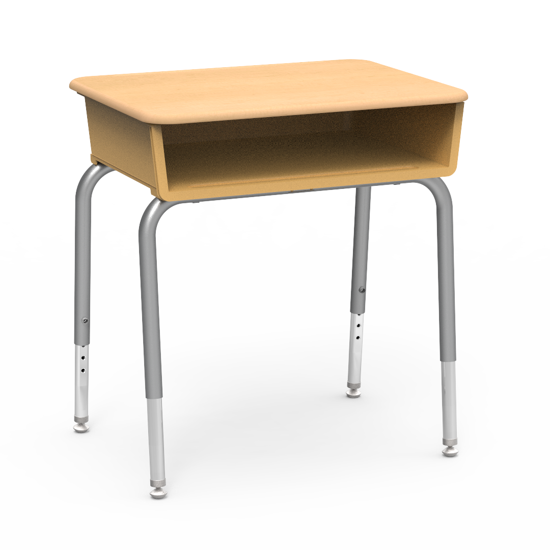 Virco 785M - Student Desk 18" x 24" Hard Plastic Top with Open Front Plastic Book Box and Adjustable Height Legs, for Classrooms and Schools