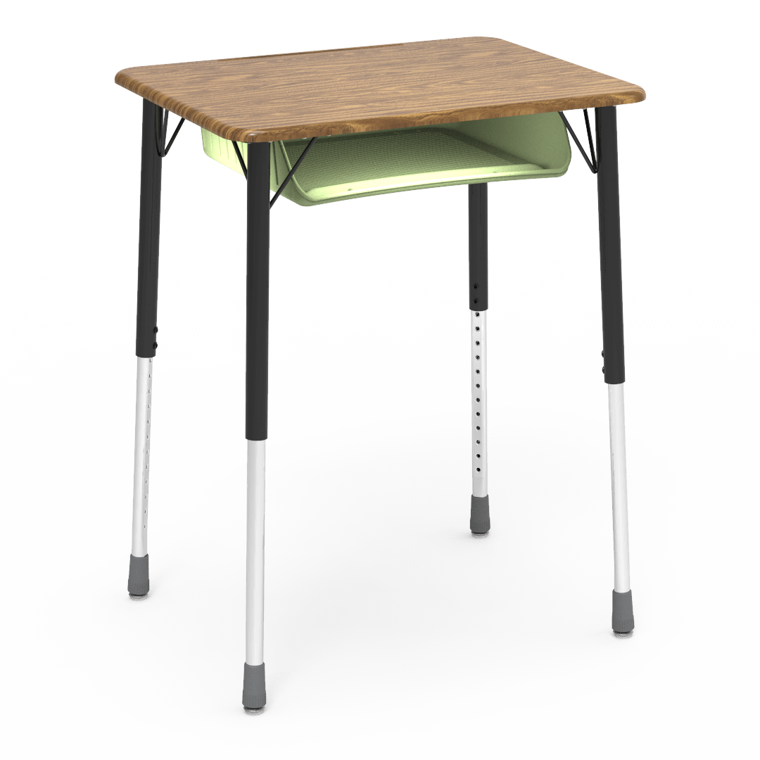 Virco ZADJ2026BOXM - ZUMA Series Student Desk, Hard Plastic 20" x 26-1/8" Top, 22"-34"H with plastic book box