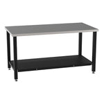 Diversified Woodcrafts Metal Fabrication Prep Table with Carbon Steel Top, Bottom Shelf & Self-Leveling Glides 60