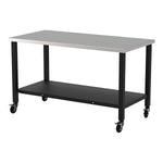 Diversified Woodcrafts Metal Fabrication Prep Table with Carbon Steel Top, Bottom Shelf & Self-Leveling Glides 60