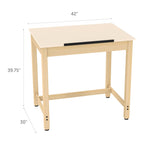 Diversified Woodcrafts Art / Drafting Table w/ 1 Piece Adjustable - 42