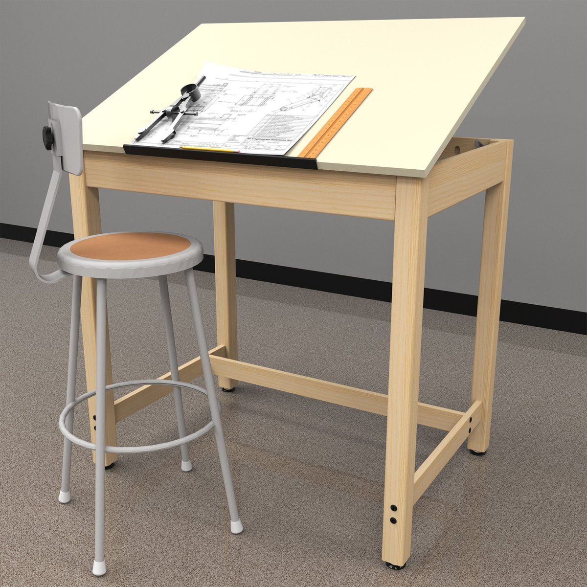Diversified Woodcrafts Art / Drafting Table w/ 1 Piece Adjustable - 42"W x 30"D  (Diversified Woodcrafts DIV-DT-30A)