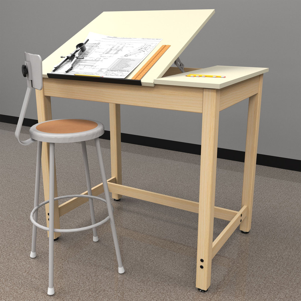 Diversified Woodcrafts Art / Drafting Table w/ 2 Piece Adjustable - 42"W x 30"D (Diversified Woodcrafts DIV-DT-60SA)