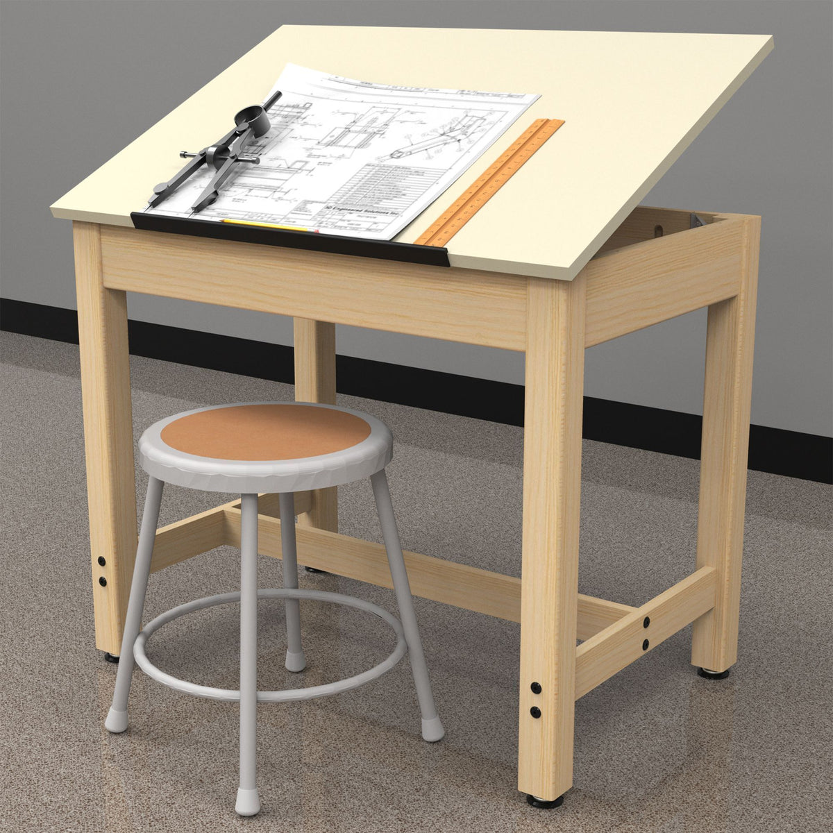 Diversified Woodcrafts Art / Drafting Table w/ 1 Piece Top - 36"W x 24"D x 30"H (DIV-DT-9A30)