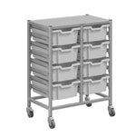 Gratnells Dynamis Lab & Healthcare Mid Double Cart Silver with Casters and 8 Deep Trays (GRA-DYAM244-XX-002)