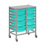 Gratnells Dynamis Lab & Healthcare Mid Double Cart Silver with Casters and 8 Deep Trays (GRA-DYAM244-XX-002)