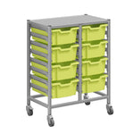 Gratnells Dynamis Lab & Healthcare Mid Double Cart Silver with Casters and 8 Deep Trays (GRA-DYAM244-XX-002)