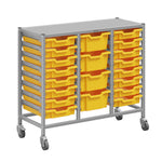 Gratnells Dynamis Lab & Healthcare Mid Triple Cart Silver with Casters and 16 Shallow |4 Deep Trays (GRA-DYAM344-XX-004)