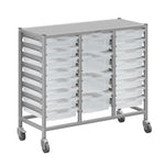 Gratnells Dynamis Lab & Healthcare Mid Triple Cart Silver with Casters and 16 Shallow |4 Deep Trays (GRA-DYAM344-XX-004)