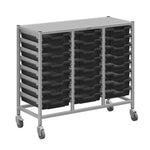 Gratnells Dynamis Lab & Healthcare Mid Triple Cart Silver with Casters and 24 Shallow Trays (GRA-DYAM344-XX-001)