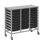 Gratnells Dynamis Lab & Healthcare Mid Triple Cart Silver with Casters and 16 Shallow |4 Deep Trays (GRA-DYAM344-XX-004)