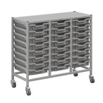 Gratnells Dynamis Lab & Healthcare Mid Triple Cart Silver with Casters and 24 Shallow Trays (GRA-DYAM344-XX-001)