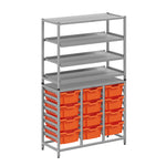 Gratnells Dynamis Lab & Healthcare Combo Cart Set Silver with 3 Shelves and 12 Deep Trays (GRA-DYAT344-XX-006)