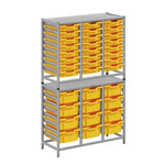 Gratnells Dynamis Lab & Healthcare Combo Cart Set Silver with 24 Shallow Trays|12 Deep Trays (GRA-DYAT344-XX-004)